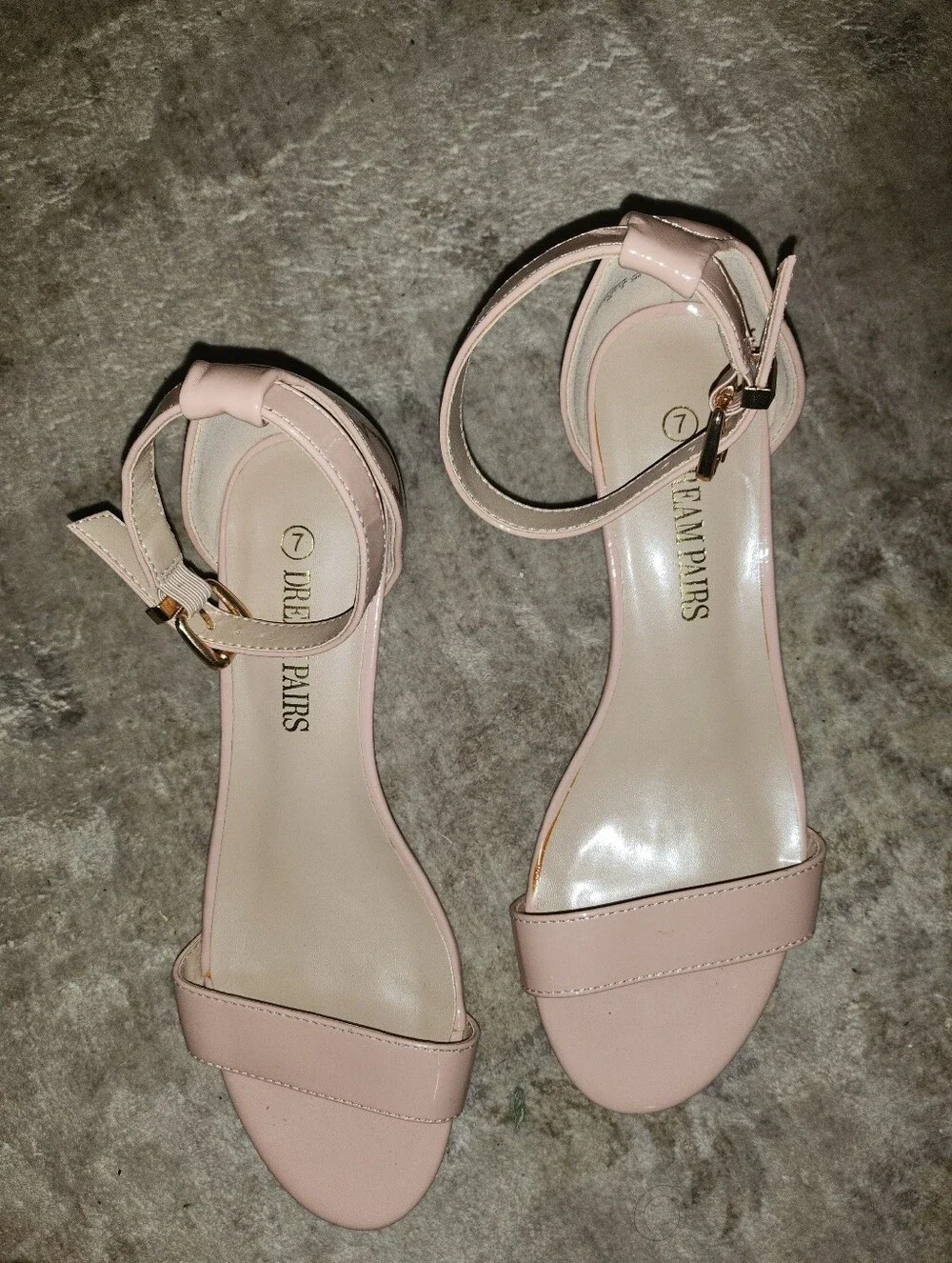 Dream Pairs Womens Nude Pink Patent Ankle Strap Wedge Sandals